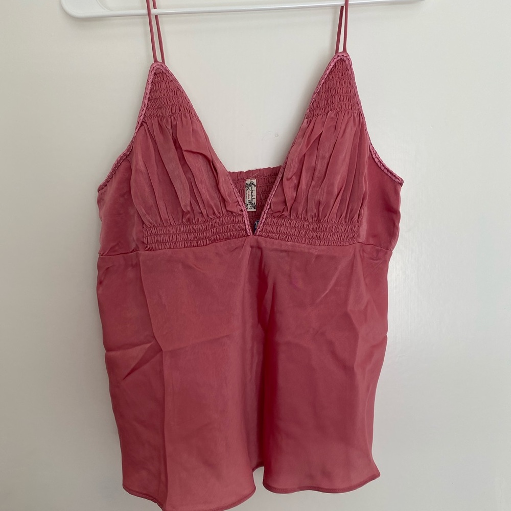 Free People Lyric Satin Pink Cami Tank Size Large - Picture 4 of 8